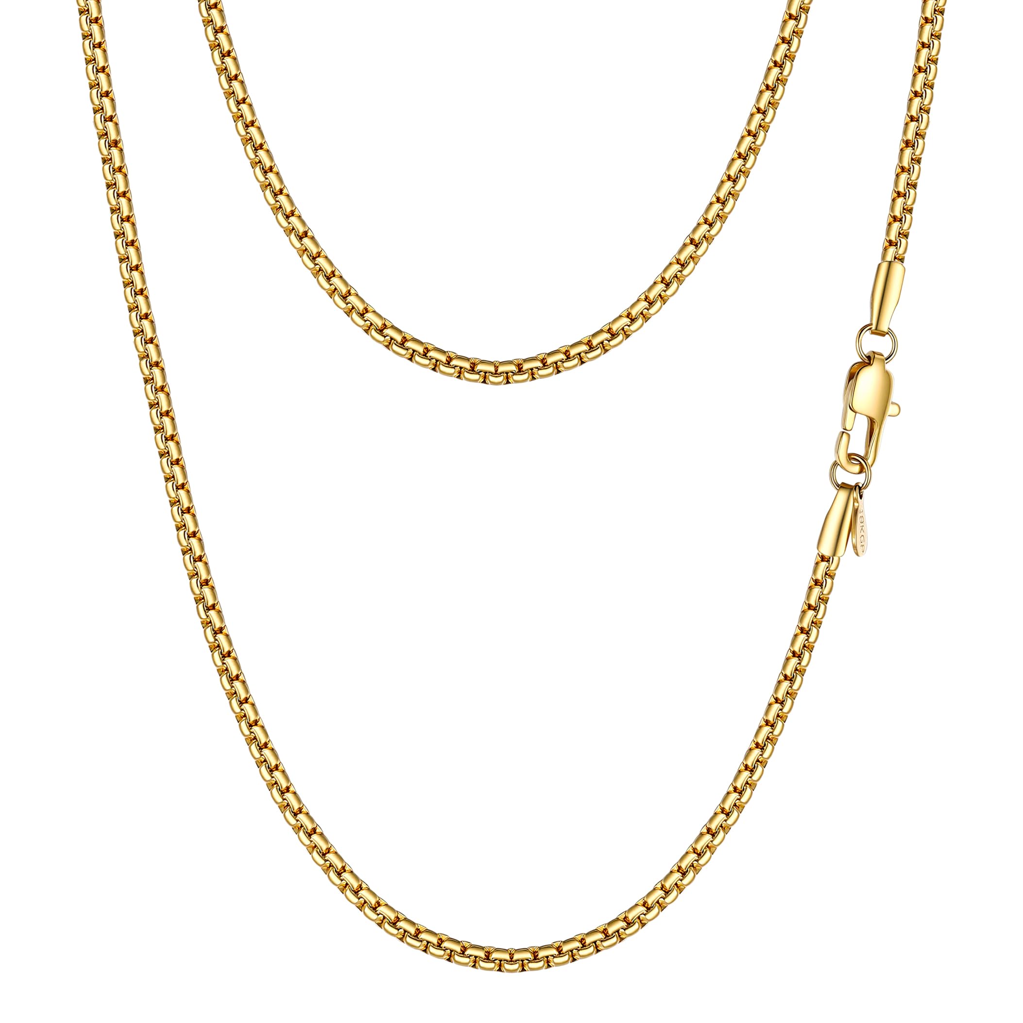 PROSTEEL Stainless Steel Flat Box Link Chain Necklace for Men