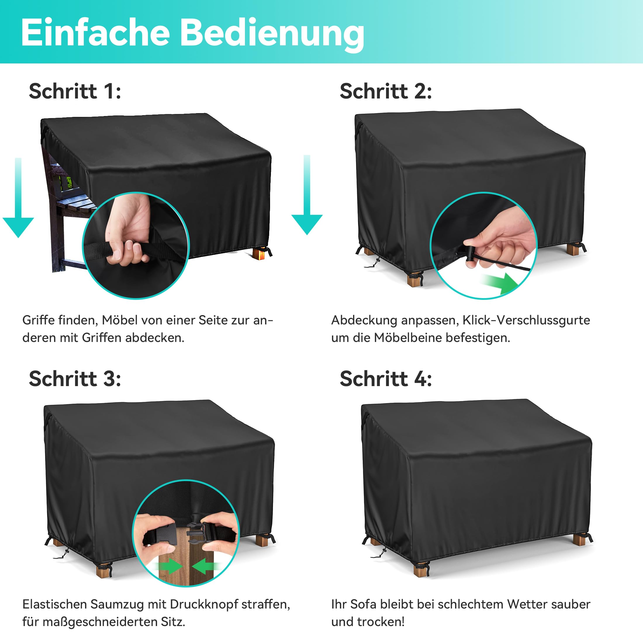 Copertura per Panca da Giardino 2 Posti Impermeabile Tessuto Oxford 600D Antivento Anti UV e Resistente agli Strappi Protezione Pioggia Sole 134 x 66 x 63/89 cm