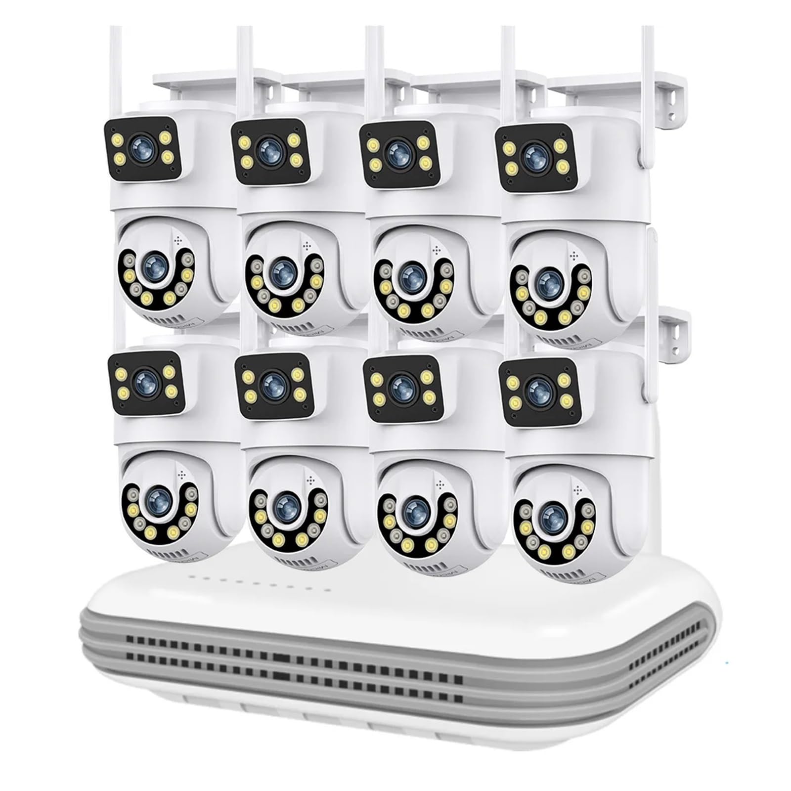 Dual Lens WiFi Surveillance System PTZ Two Way Audio Security Camera System 8CH NVR Video Surveillance Kit(None,NVR add 6PCS A29)
