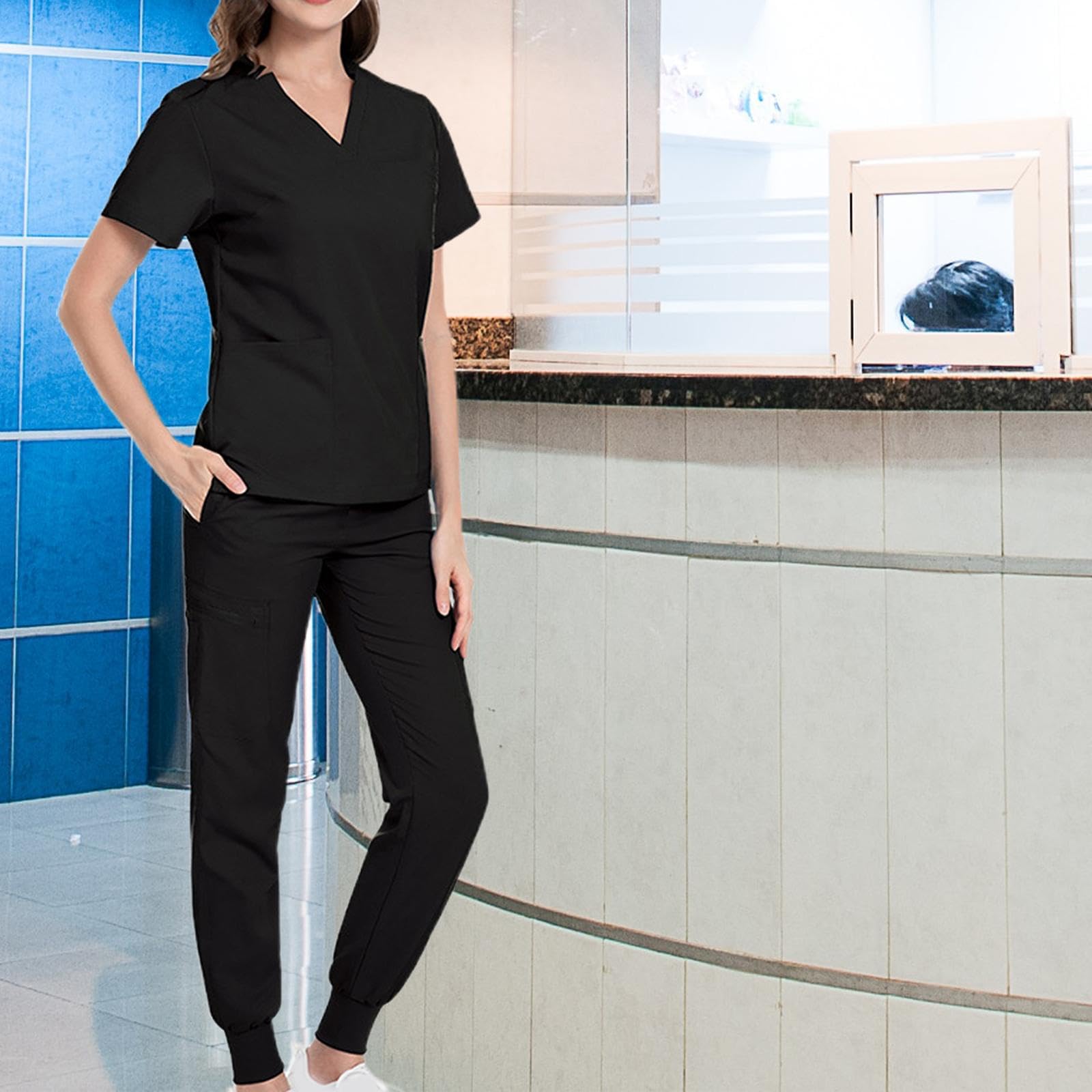 Uniformen Peeling Set, Arbeitskleidung für Krankenschwestern, Oberteil Und Hose, Bequeme Kleidung, Unisex Arbeitsanzüge mit Kurzen Ärmeln, für Die Tie