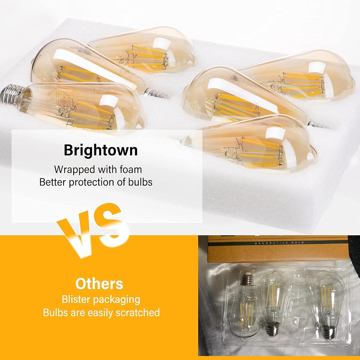 Crazy Clearance LED Edison Bulbs, 6 Packs 500 Lumen 6W Dimmable LED Light Bulb 60 Watt Equivalent, E26 E27 Vintage Antique Amber Tinted Glass Light Bulb, 3500K-4000K Neutral White Soft White Bulb for Home Decorative