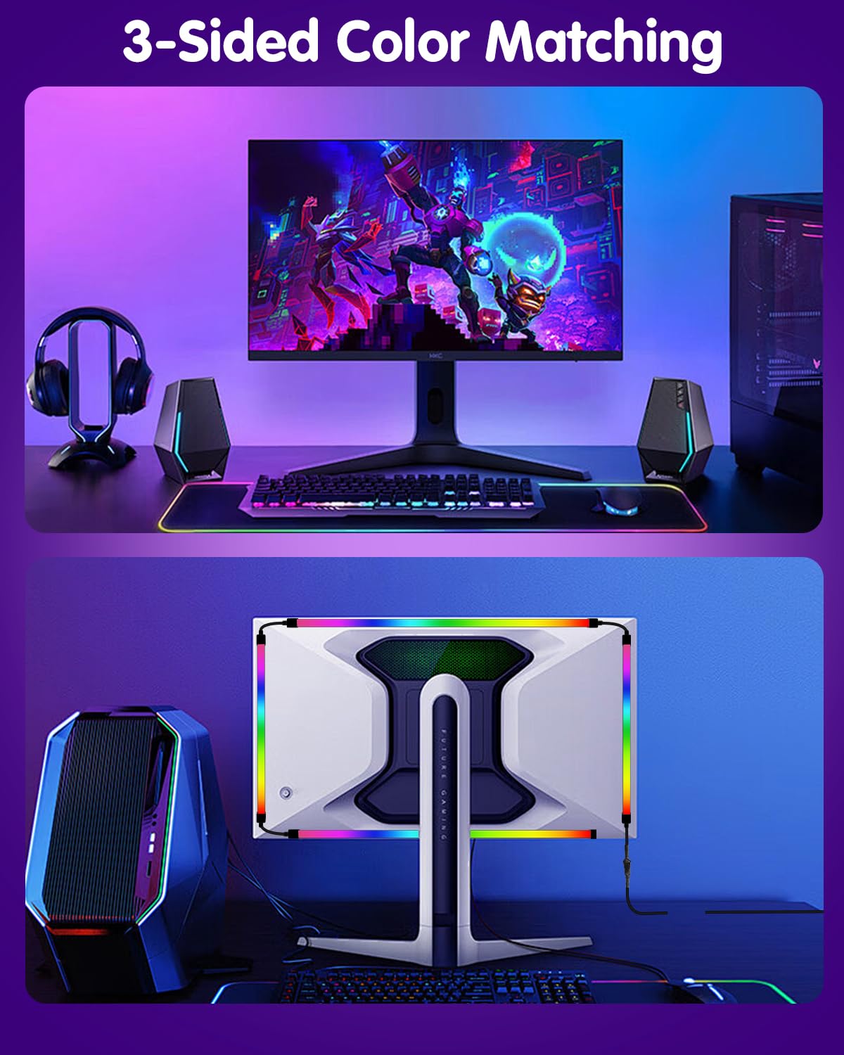Ruban LED Sync Écran PC 34" Rétroéclairage Gaming RGBIC USB 5V