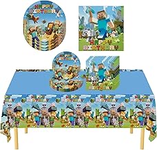 31 Pack of Blue Birthday Party Supplies, 1 Large Table Cloth 10 Plates 7 inch and 20 Napkins (Green)