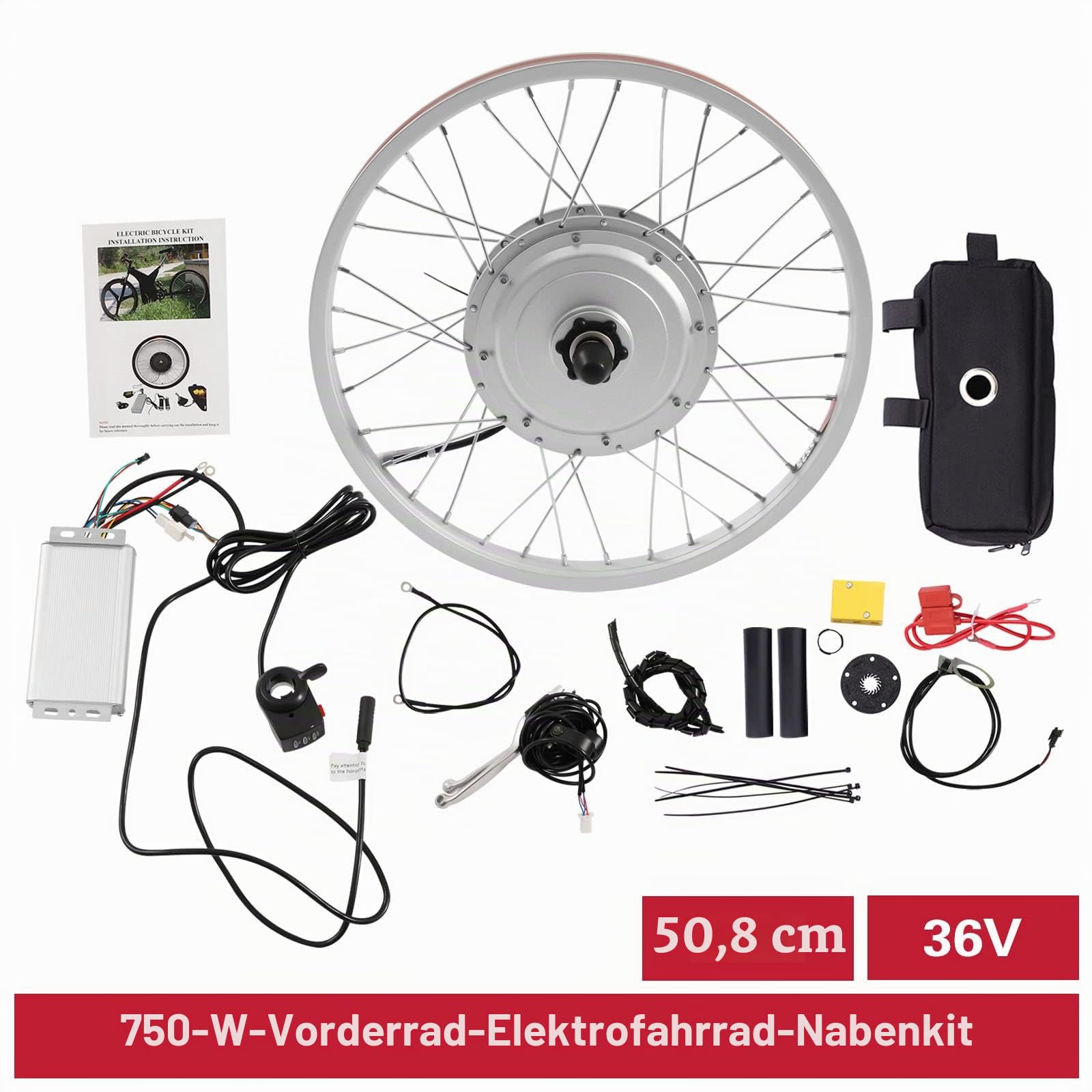 36V 750W 20 Zoll E-Bike Vorderrad Umbausatz Conversion Motor Kit(außer Batterie)