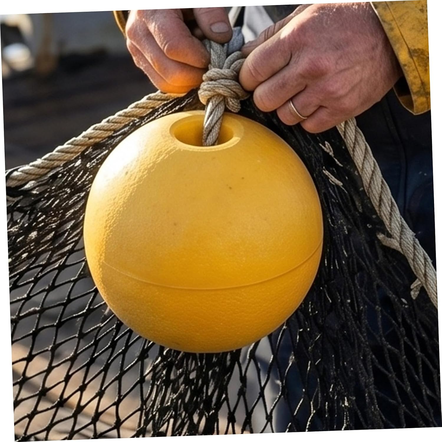 Fishing Net Rope Buoy 2pcs – High Buoyancy PVC Foam Floats with 20cm Diameter – Yellow Marker Buoys for Lobster Trap, Crayfish, and Freshwater Fishing