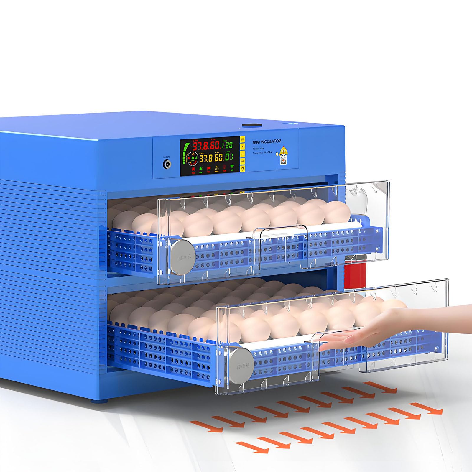 SHENGSHIYU Automatic Egg Incubators for Hatching Eggs,Commercial Digital Egg Incubator for Hatching Chicks,Pull-Out Transparent Egg Tray,Adjustable Spacing Roller,Automatic Egg Turning 2Layers