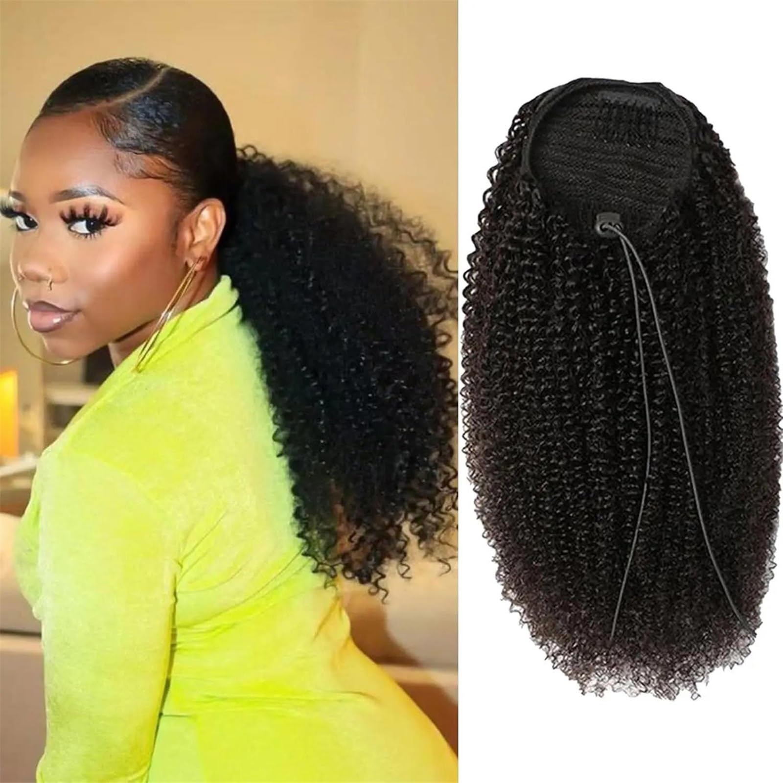Kucyka Afro Kinky Curly Remy Extensions 4B/4C Ludzkie włosy w kucyk dla czarnoskórych kobiet Fryzura(22inches)