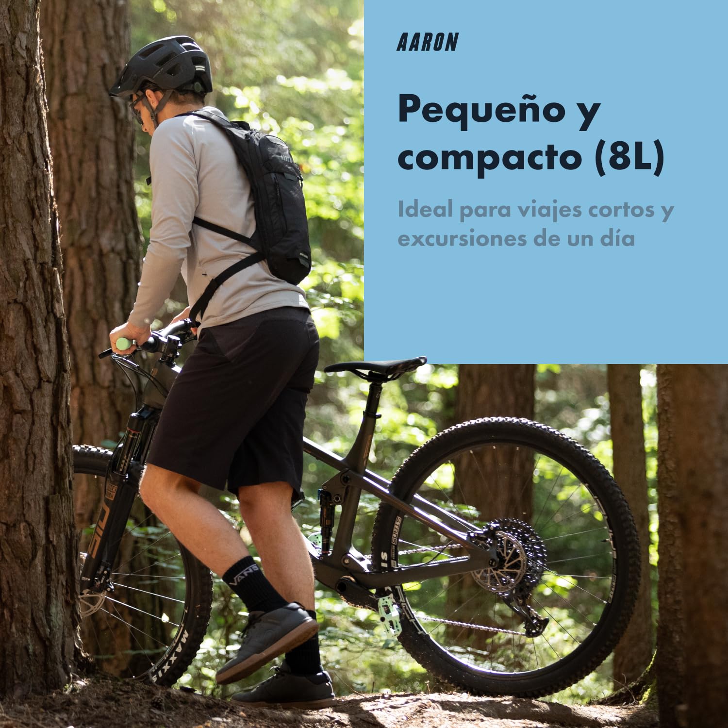 AARON Mochila pequeña y de esquí, mochila de bicicleta de montaña de 8 l, impermeable con protección contra la lluvia, mochila de senderismo pequeña para hombre y mujer