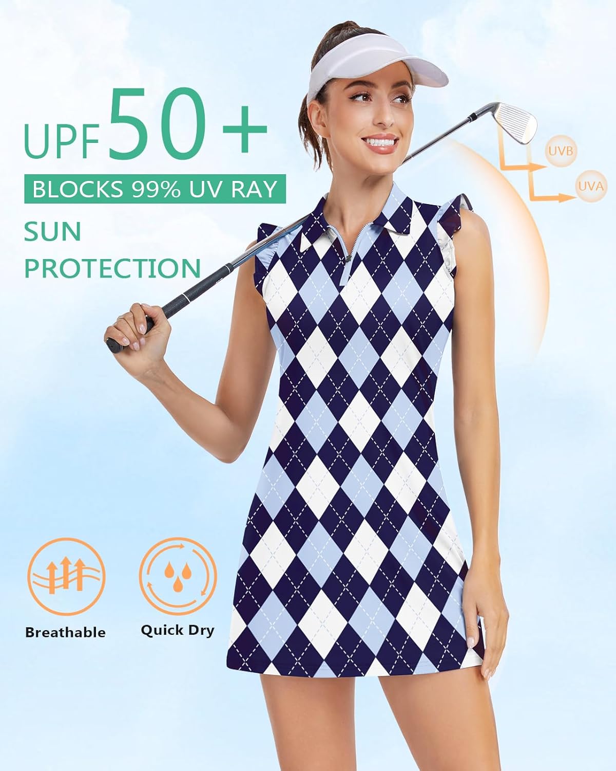 Soneven Womens Tennis Dress Sleeveless Golf Dresses with Shorts and Pockets Ruffle Sleeve Workout Athletic Dresses - Image 4