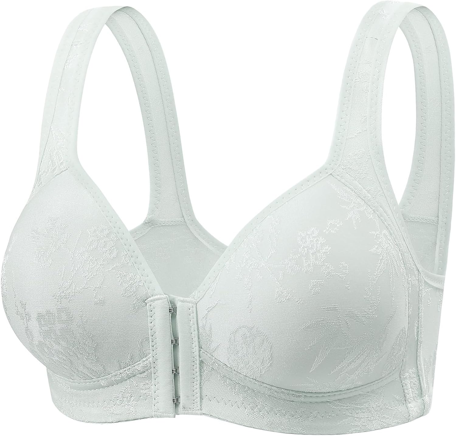 Women's Front Closure Daisy Bra Wirefree Unpadded Full Coverage Everyday Bralette Soft Comfy Breathable Bras