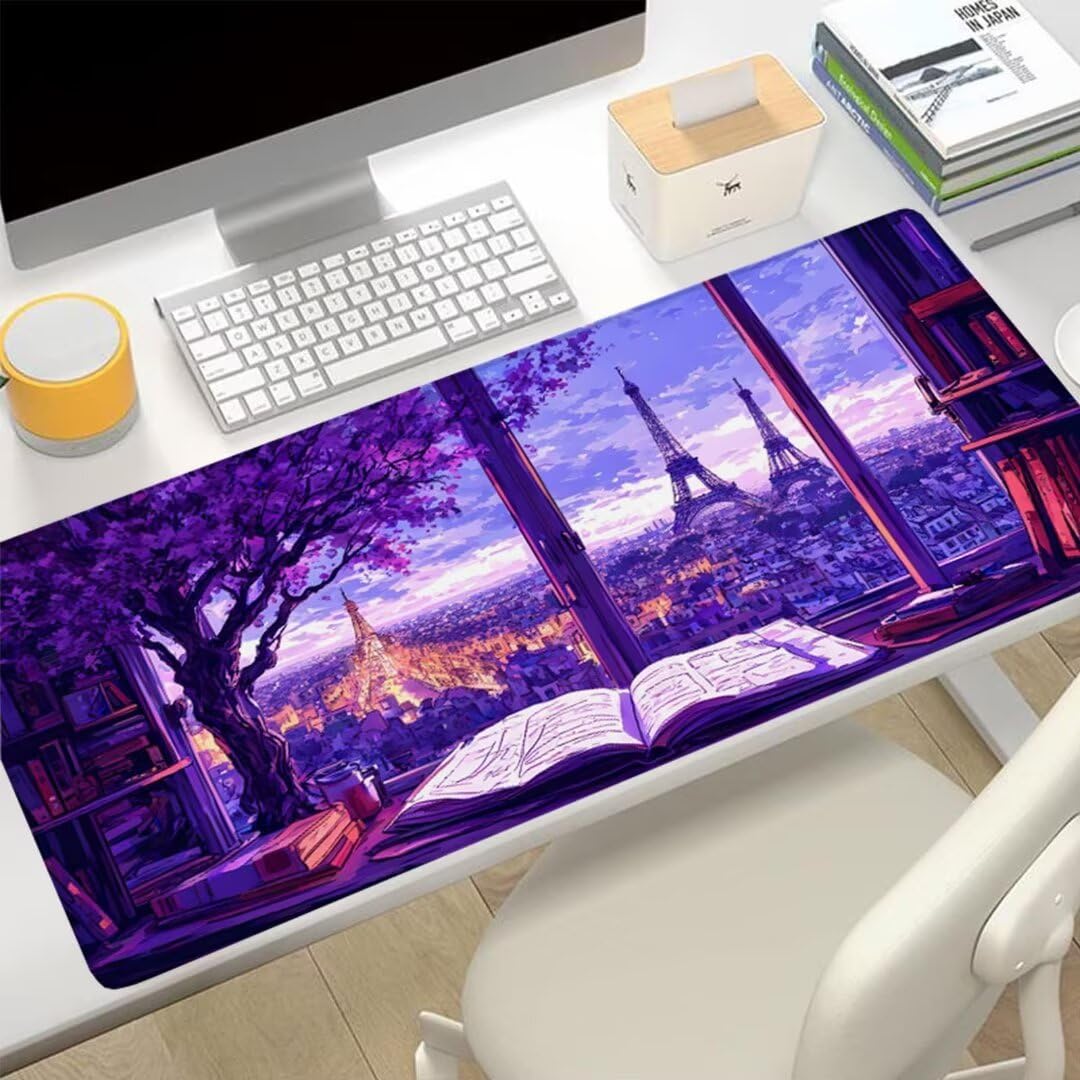 Podkładka pod mysz krajobrazową pod biurko, podkładka pod mysz XXL 1600 x 800 x 3 mm, fioletowa podkładka pod mysz antypoślizgowa wodoodporna podkładka pod mysz dla graczy, podkładka pod mysz z
