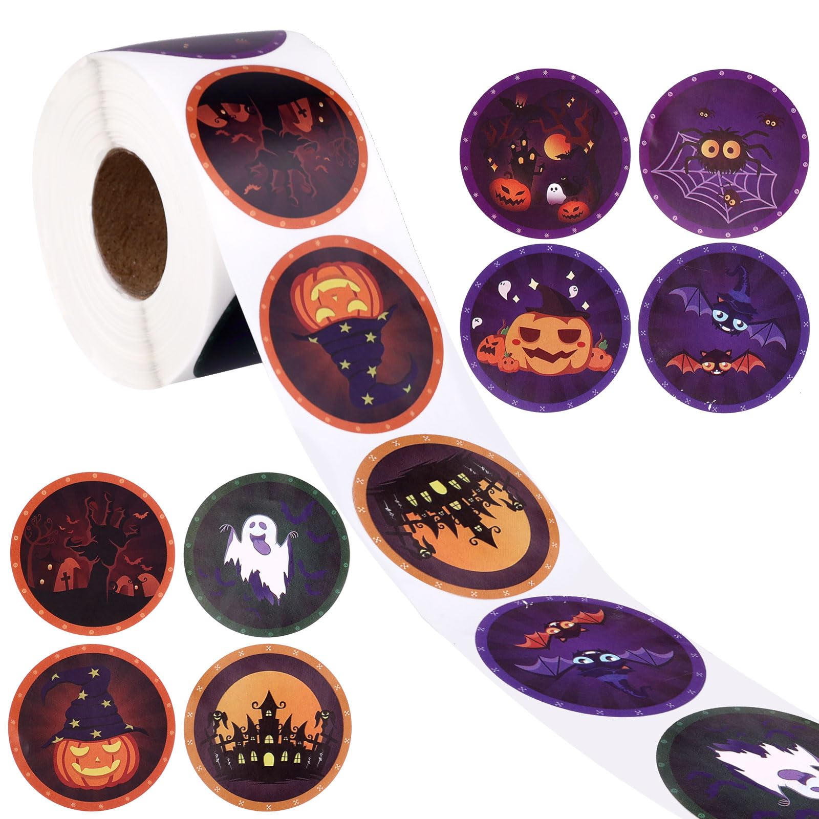 500 Stück Halloween Aufkleber Für Kinder – 8 Süße Motive Wie Kürbis, Geist & Fledermaus, 2,5 Cm Rund
