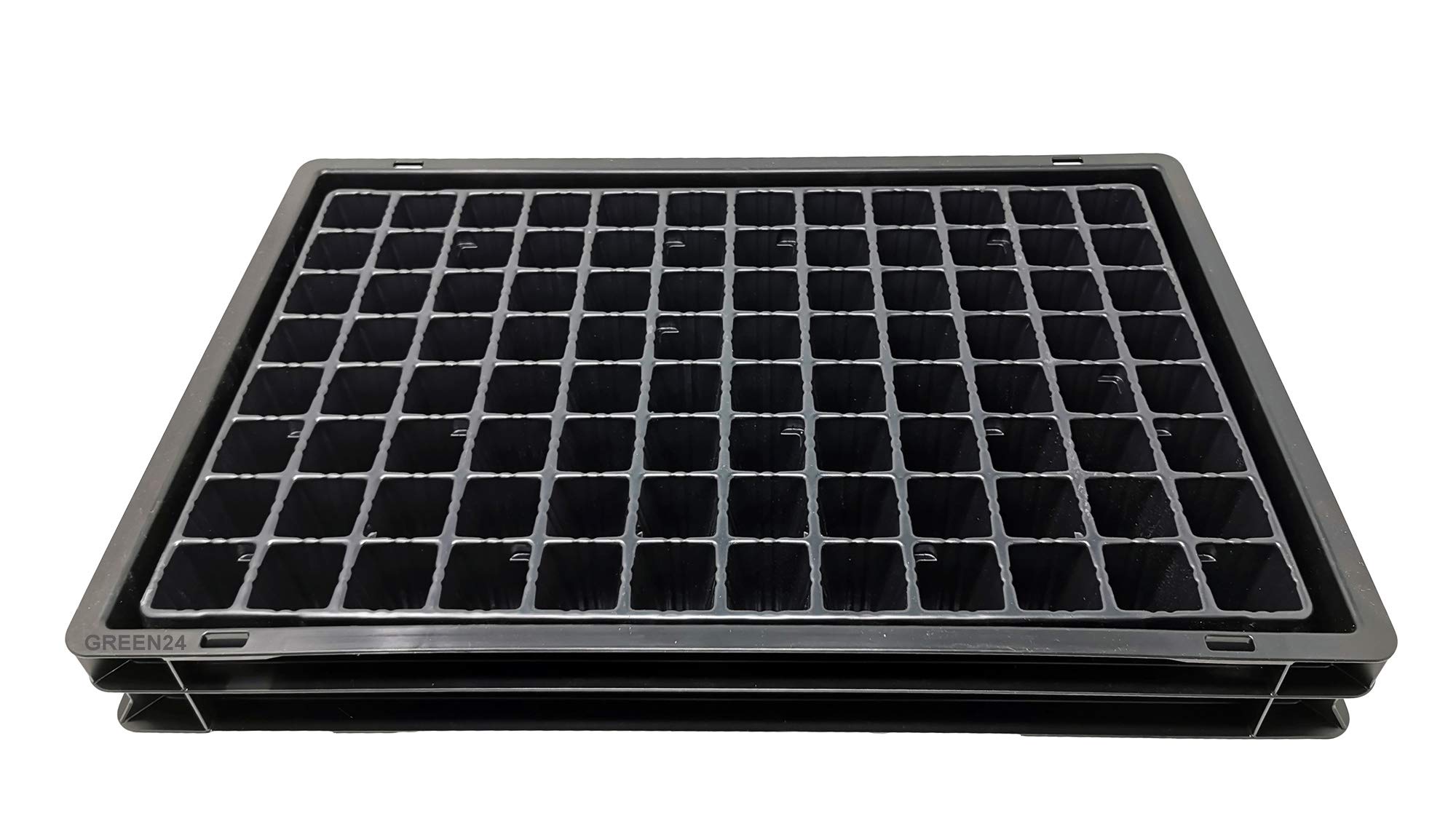 GREEN24 Wannen-Set KGT-96 Gärtner PRO mit Wanne, Bewässerungs-Kapillar-Matte und Topfplatte mit 96 Töpfen (Topfmaß 40 x 40 x 57 mm)