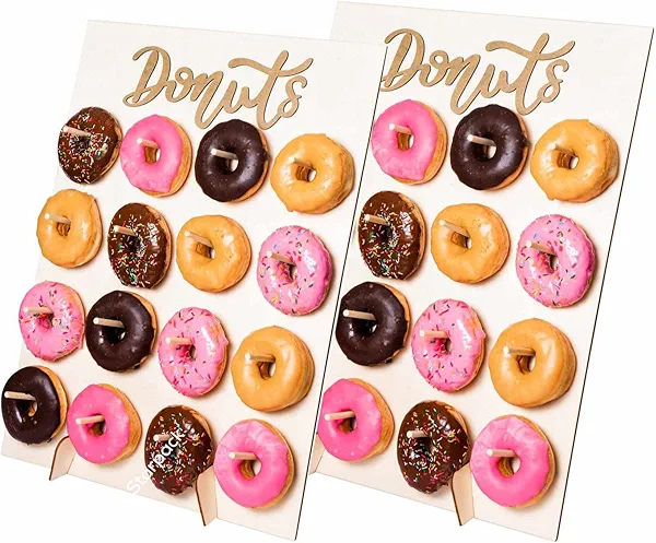 Starpack 'Hole Lotta Love' Premium Donut Wall Stand for Party (2 Pcs) - Wooden Donut Stand for Dessert Table - Treat Holder Stand for Party - Durable Treat Wall Display Stand for Decorations & Festive