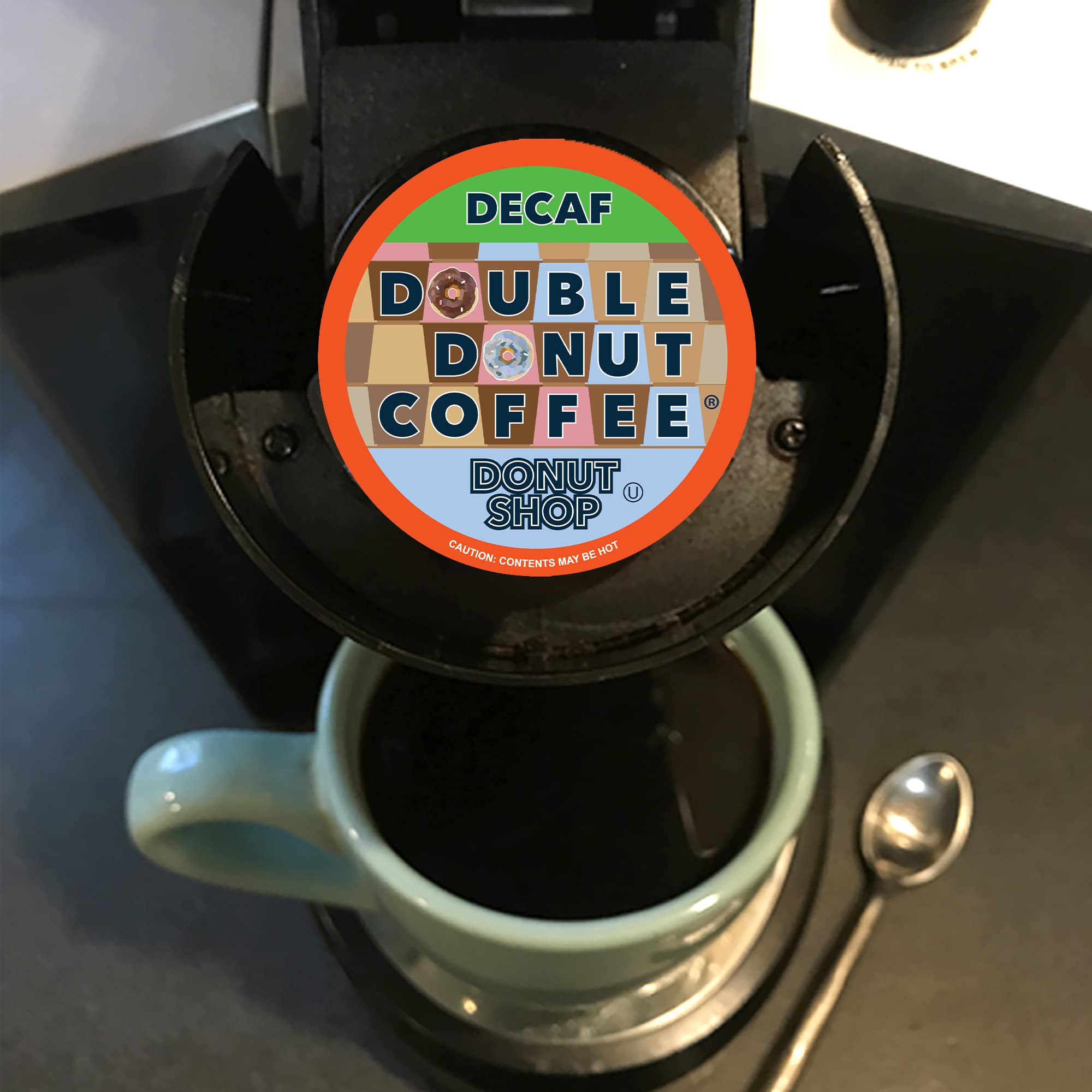 Double Donut Coffee Compra cápsulas de café descafeinado, café tostado medio, cápsulas descafeinadas de una sola porción para máquinas de preparación Keurig K Cup, paquete de 24 (1 pieza)
