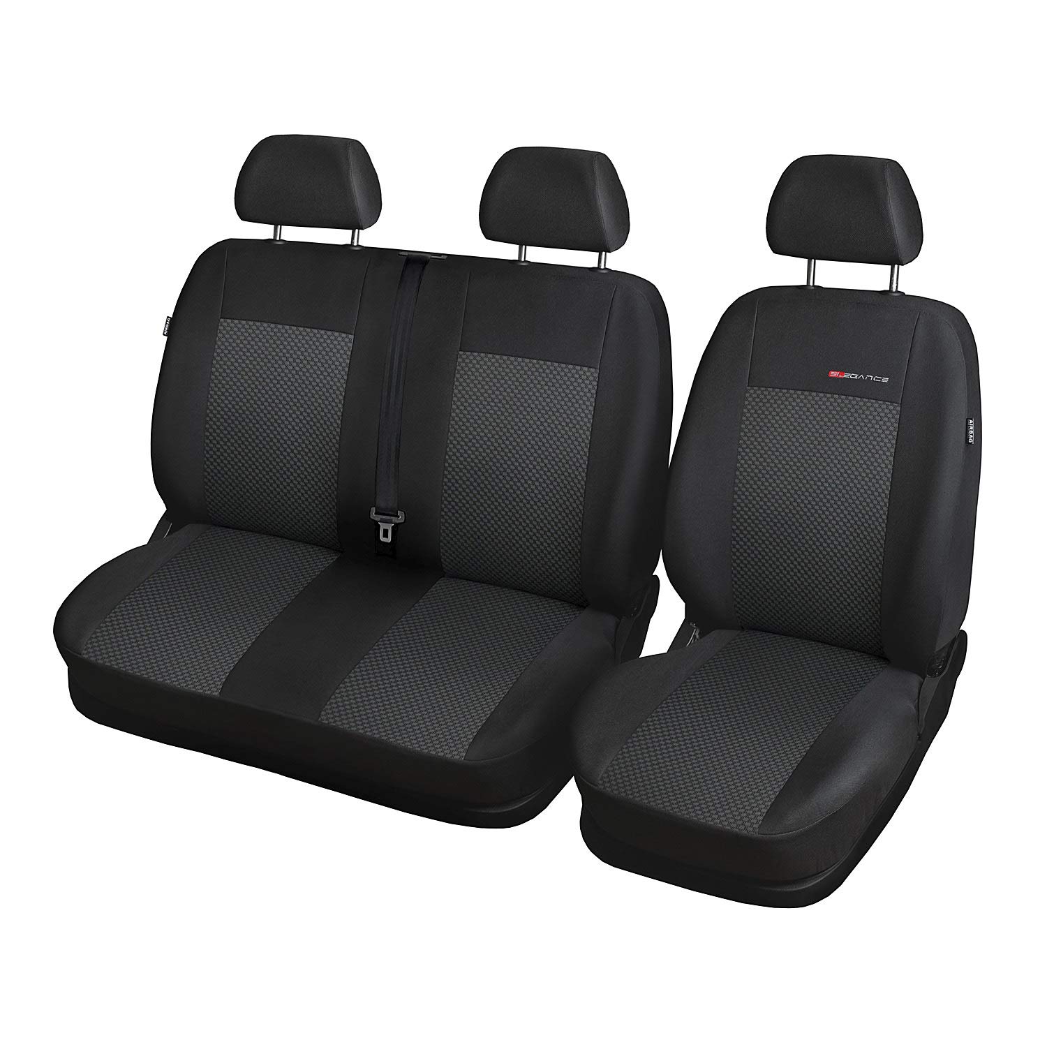 1+2 Gris Poliéster Fundas de Asiento para el Coche Cubiertas de Auto Delantero Accerios Interiores Protector