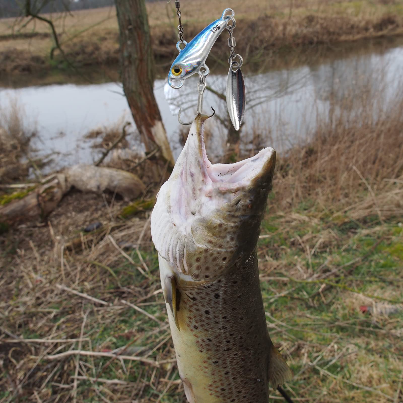 Metalowe łyżki wędkarskie, przynęty, długie odlewane ostrze spinningowe, przynęta VIB Swimbait z oczami 3D do okonia Walleye, 5 szt. przynęt wędkarskich słodkowodnych