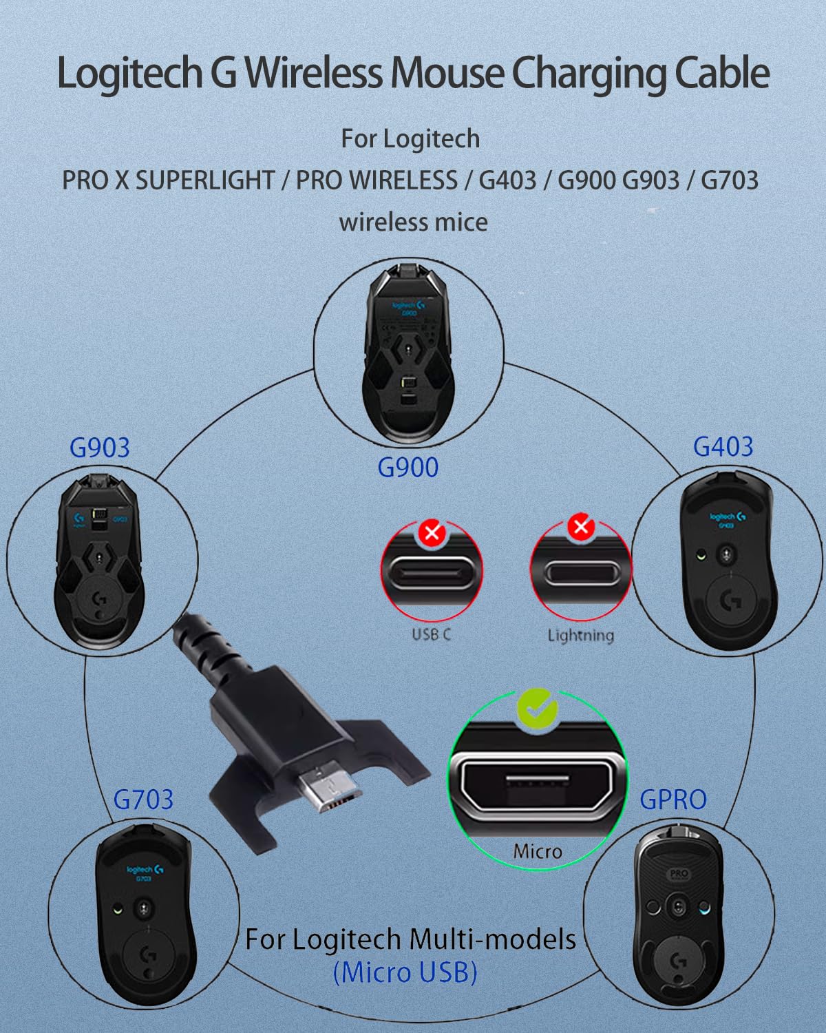 Amazon.com: Charger for Logitech G PRO X/G403/G900/G903/G703/G560