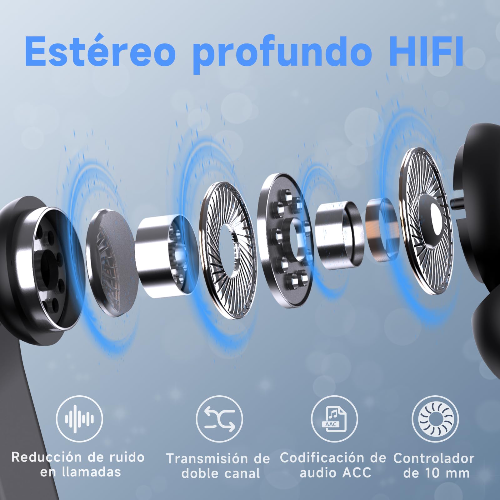 Wireless Bluetooth Headphones, New Version, Sports Helmets with LED Display, 4 Microphones ENC HD, IPX7 Waterproof, Physical Button, HiFi Stereo for Running/FitnessBY01 — view 4
