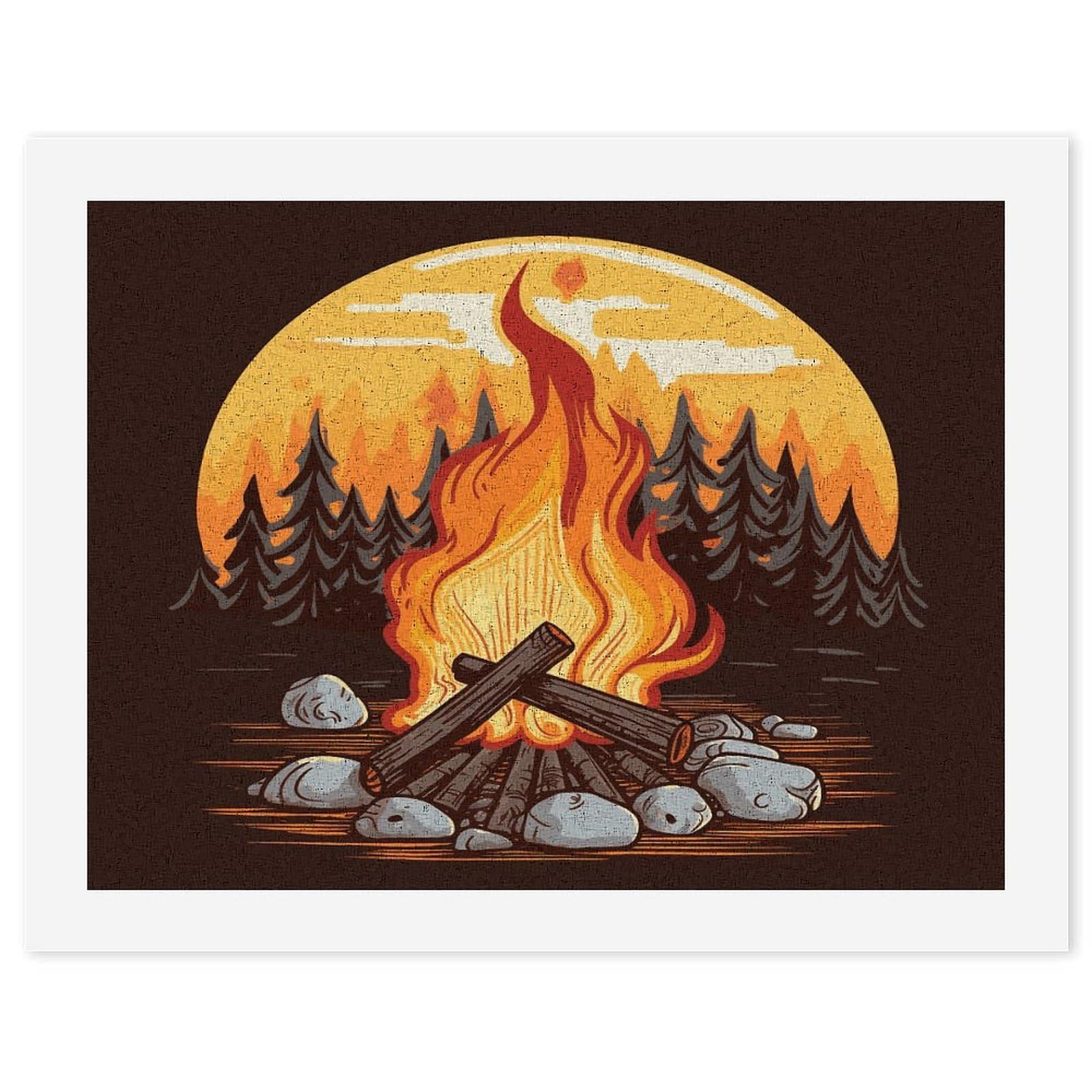 MUSM DIY Digital Painting Bonfire Paint by Numbers Kit for Adults Canvas Digital Oil Painting Kit for Beginners Easy Paintings by Numbers for Home Wall Decoration