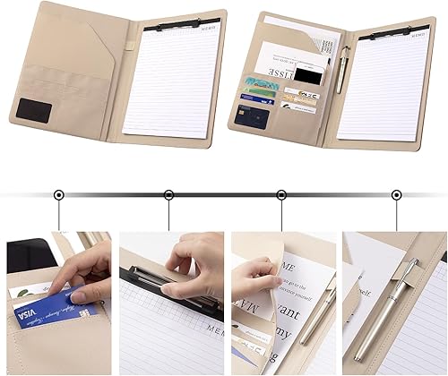 Miniatura 5 de Portafolio - Portafolio portapapeles de almacenamiento QSWERNB con cubierta para soporte de bloc de notas tamaño carta A4, bloc de escritura para