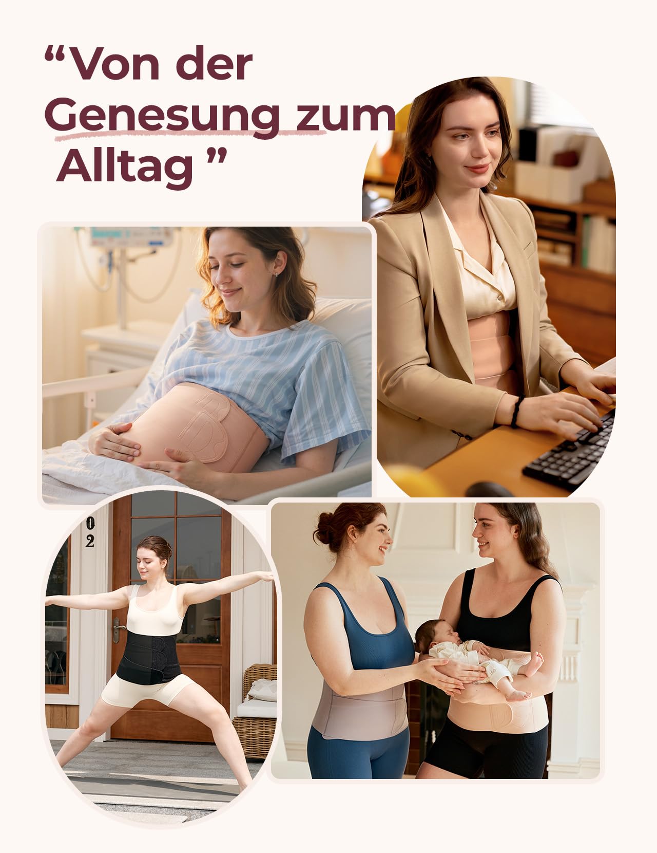 Momcozy Ergowrap Bauchgurt nach Geburt, 3D-Kompression & Rückenstütze für Kaiserschnitt-Rückbildung, Nahtloses Bauchband für Alltag & Sport, Unsichtbare Postpartum Shapewear (Standard, M)