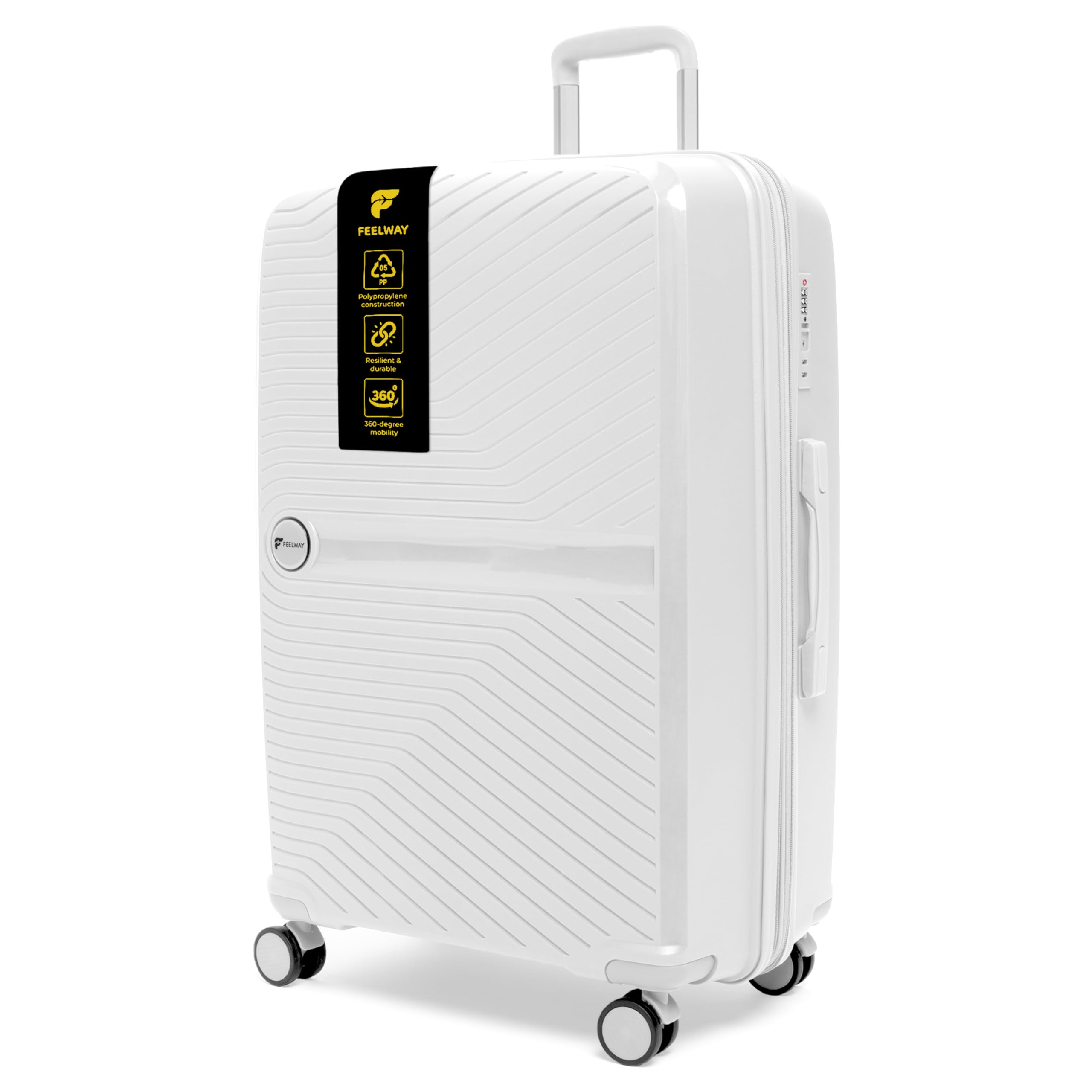 FeelwayHardside Checked Luggage Suitcase Durable, Expandable Design with  360° Double Spinner Wheels, TSA Lock, Telescoping Handle, Secure Zipper