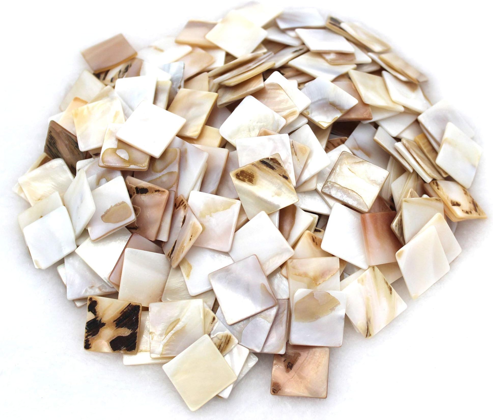Tueascallk300 Pieces of Bulk Natural Mother of Pearl Mosaic Tiles, for Home Decoration and Handmade Crafts, 0.8"(L) x 0.8"(W) x 0.06"(T)