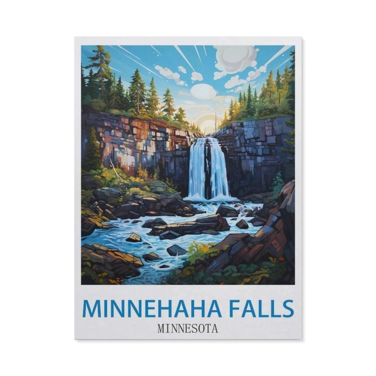 BEAYODKP Full Diamond 5D DIY Diamond Painting，Minnehaha Falls Minnesota，3D Diamond Embroidery Cross Stitch Mosaic Needle Works（50 x 60 cm/19.68 x 23.62 inches）-CK8