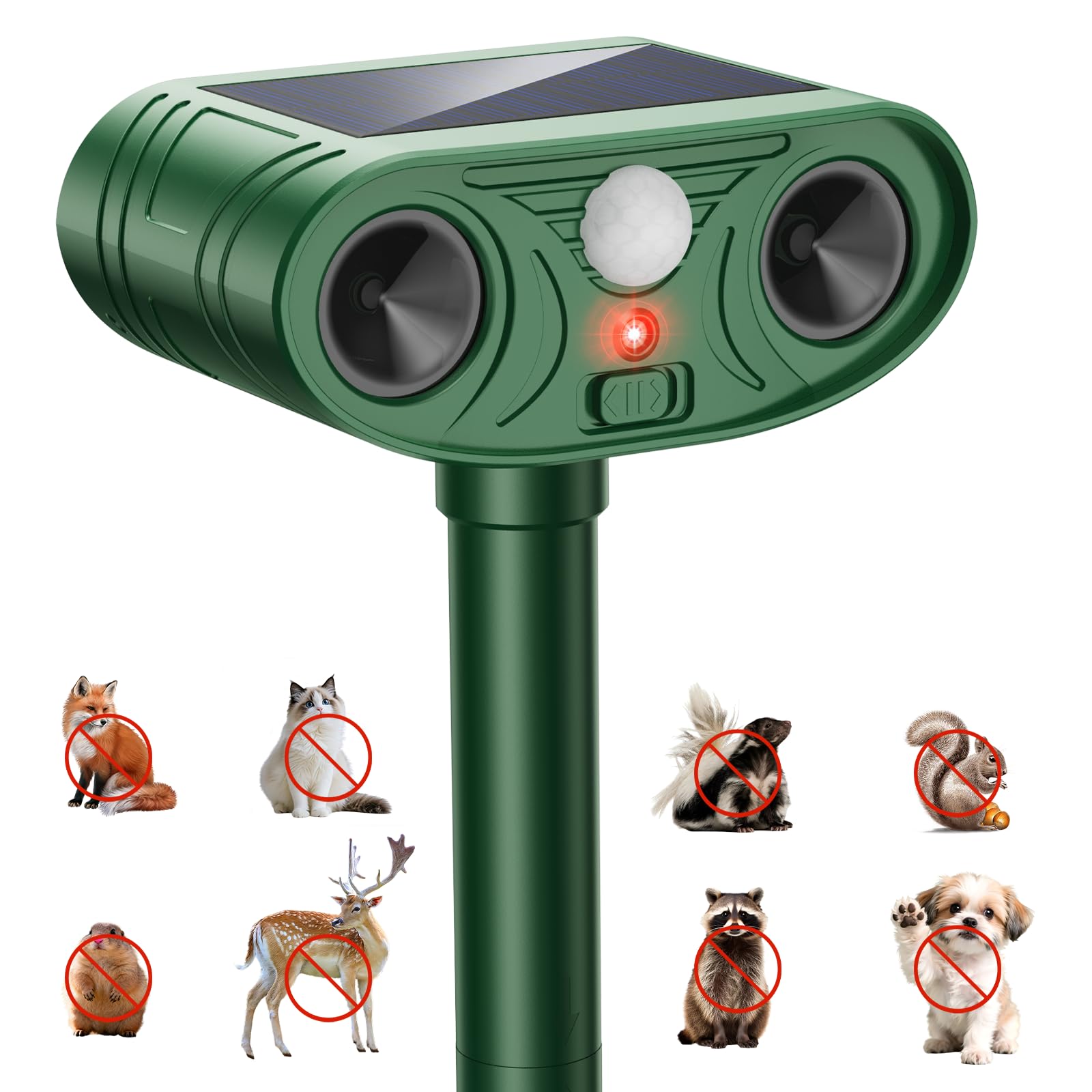 2026 Solar Ultrasonic Animal Repellent Outdoor Motion Activated Cat Deer RepellenSquirrel Raccoon Skunk Rabbit Dog Bird Deterrents Animal Repeller for Garden Yard (1, Green)-image-22