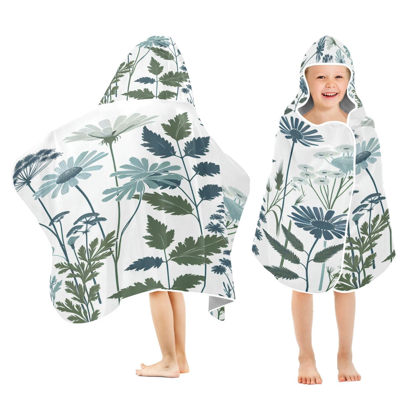 Kigai Wildflowers Hooded Beach Towel for Kids Soft Absorbent Quick Dry Bath Towel with Hood Lightweight Toddler Shower Pool Bath Wrap for Boys Girls