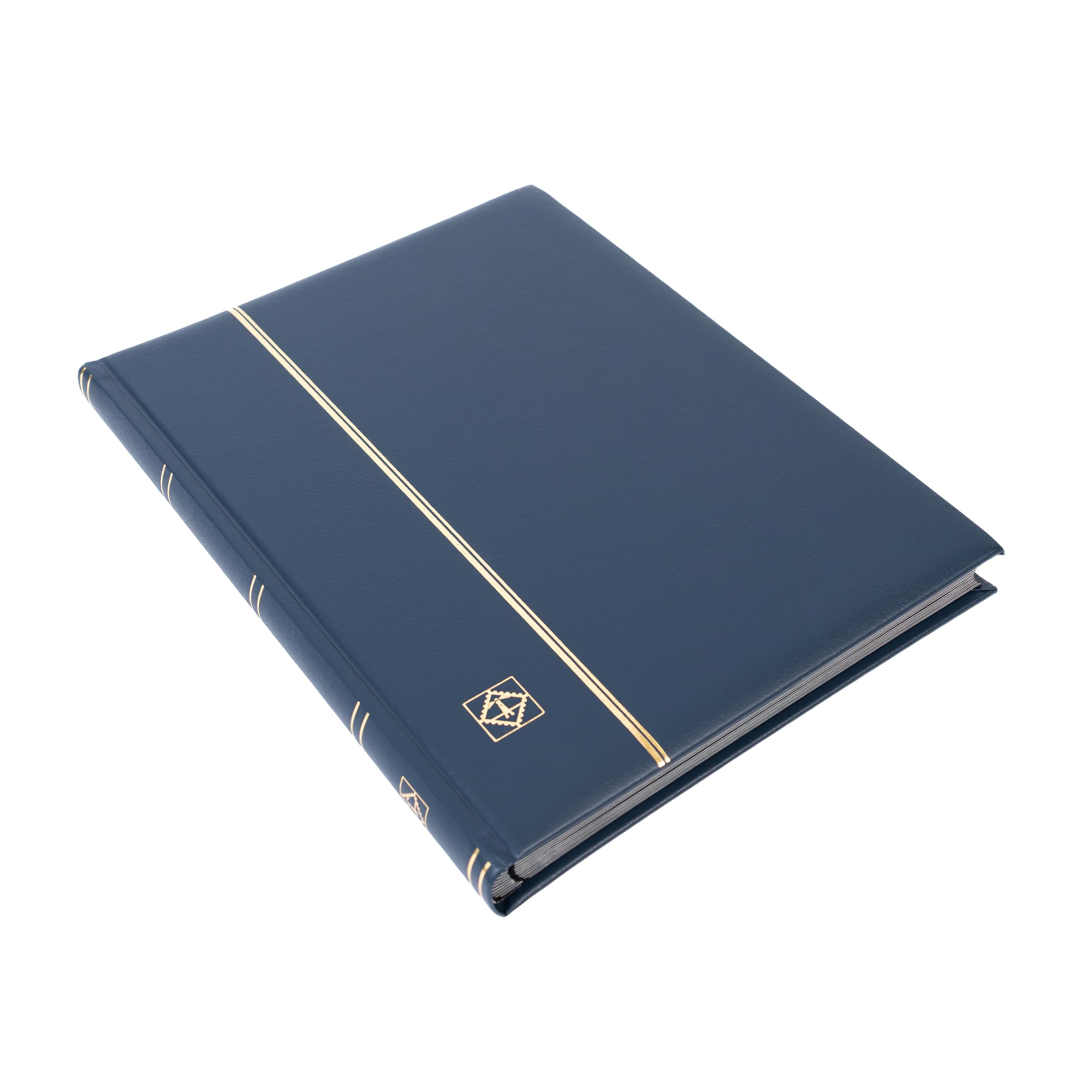 Leuchtturm 304065 Briefmarken-Sammelalbum - Einsteckbuch Premium, 32 Schwarze DIN A4-Seiten, Einband LEFA - blau wattiert