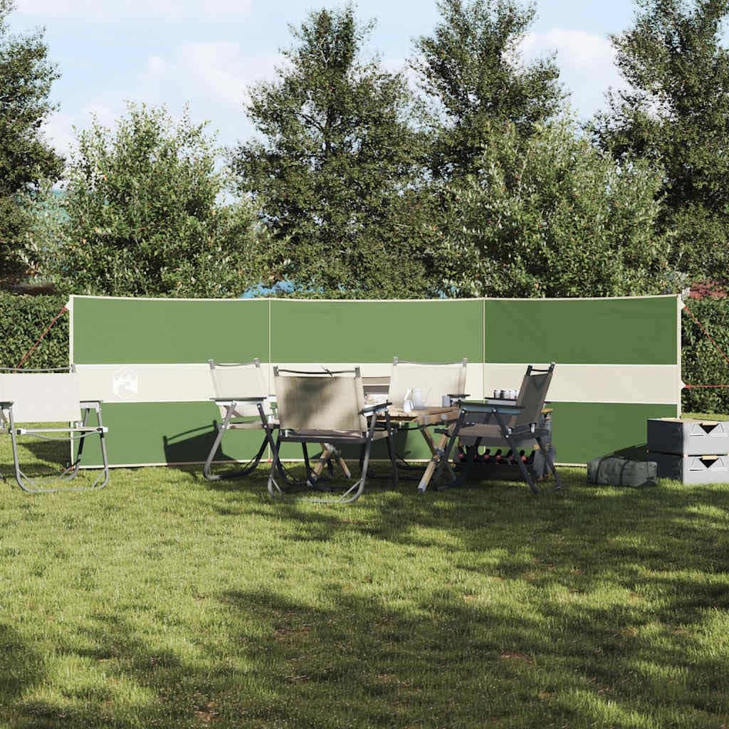 Osłona przed wiatrem kempingowa, zielona, 490 x 123 cm, wodoszczelna, z metalowymi śledziami i linami napinającymi, składana, przenośna, na plażę, do ogrodu, na piknik, kemping, chroni przed