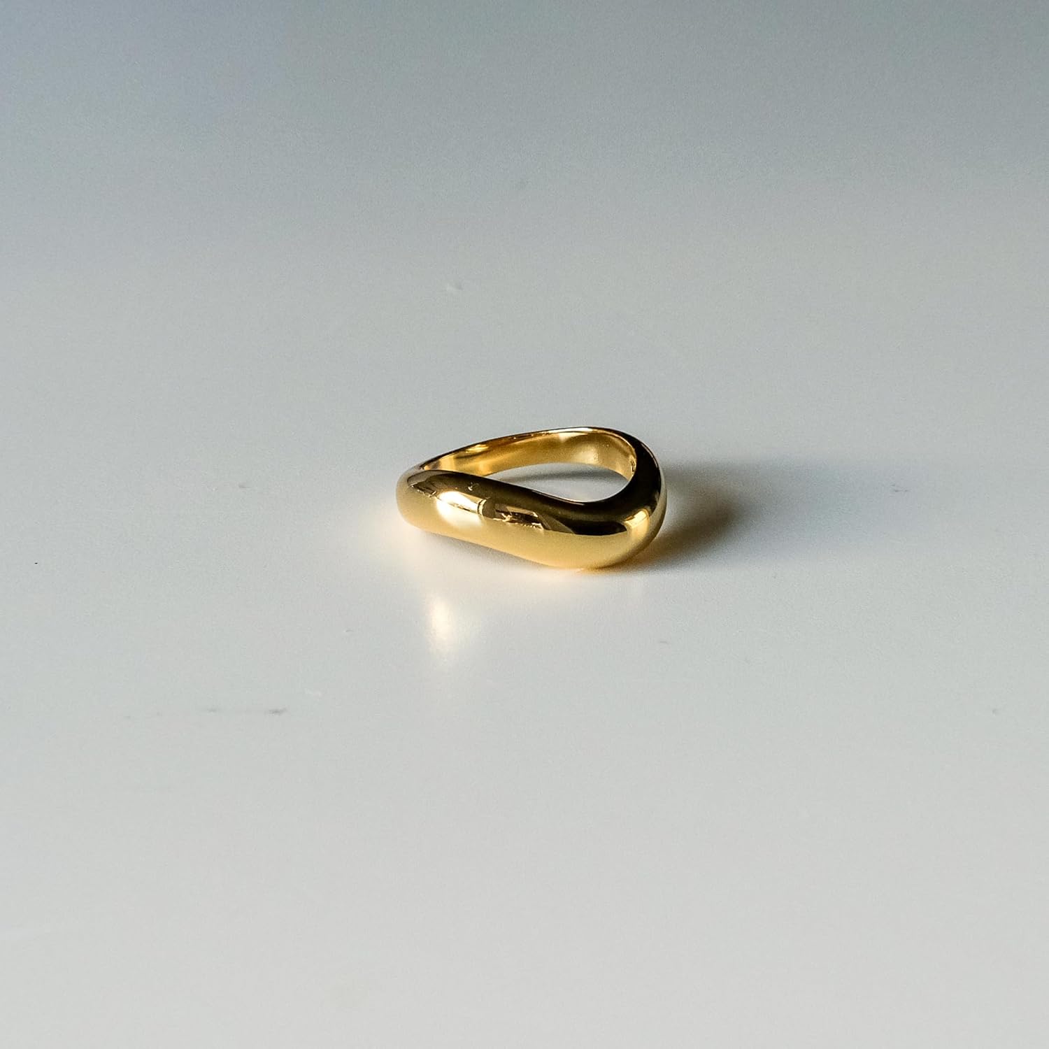 BLOSSOM & HUE Women's Wave Ring in Gold | Wavy Stackable Ring for Women | Bold Twisted Curved Plain Band - Image 6