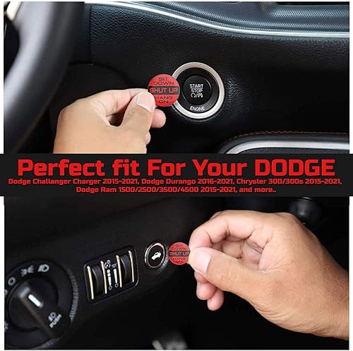 Miniatura 7 de TOOLEPIC Paquete de accesorios para Dodge Challenger Charger 2015-2021, cubierta de perilla de palanca de cambios estilo negro azabache y adhesivo