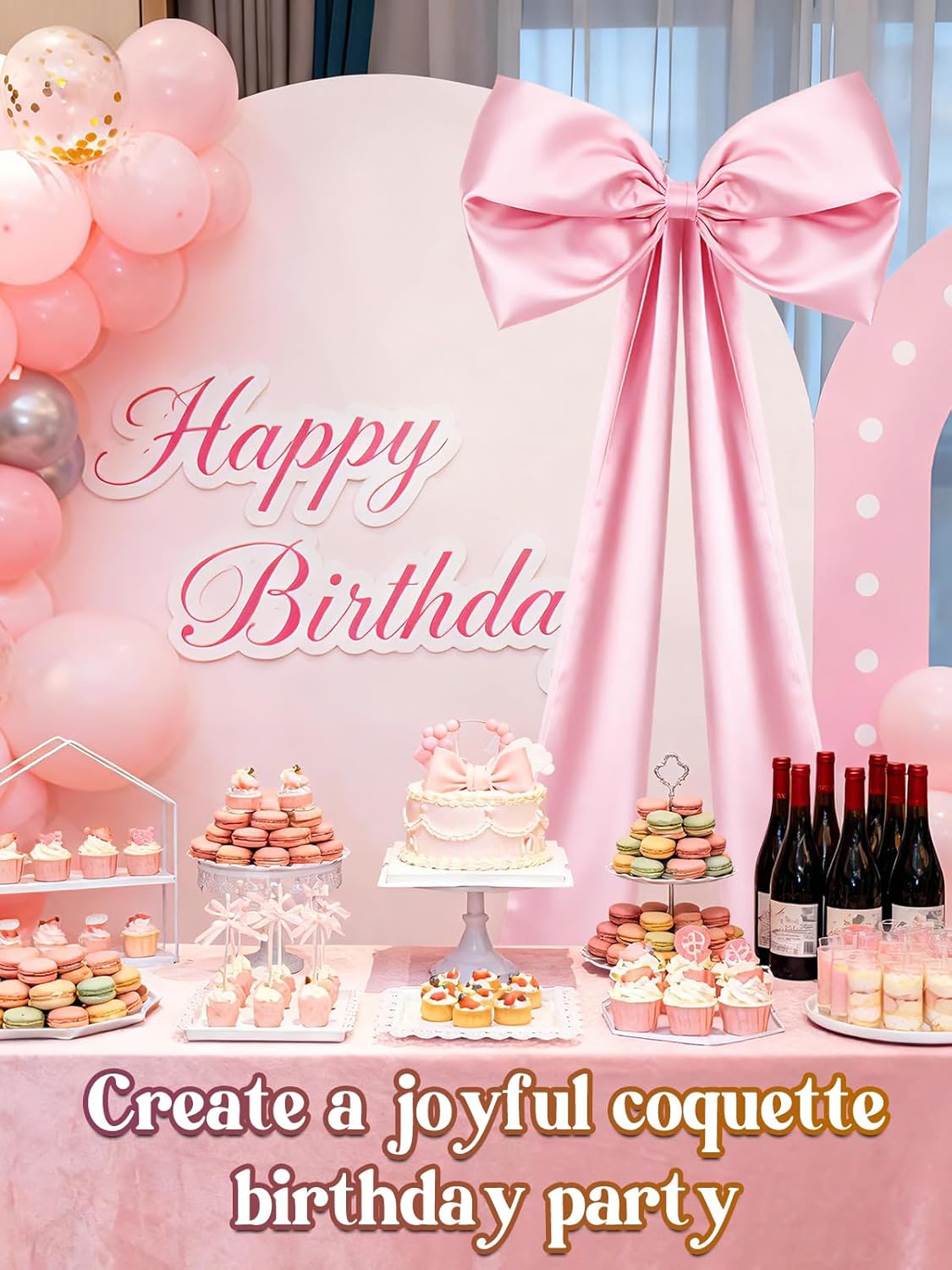 27 x 122 Giant Pink Bow for Coquette Birthday Decorations - Satin Bow with Long Streamers for Christmas Tree Topper Room Decor