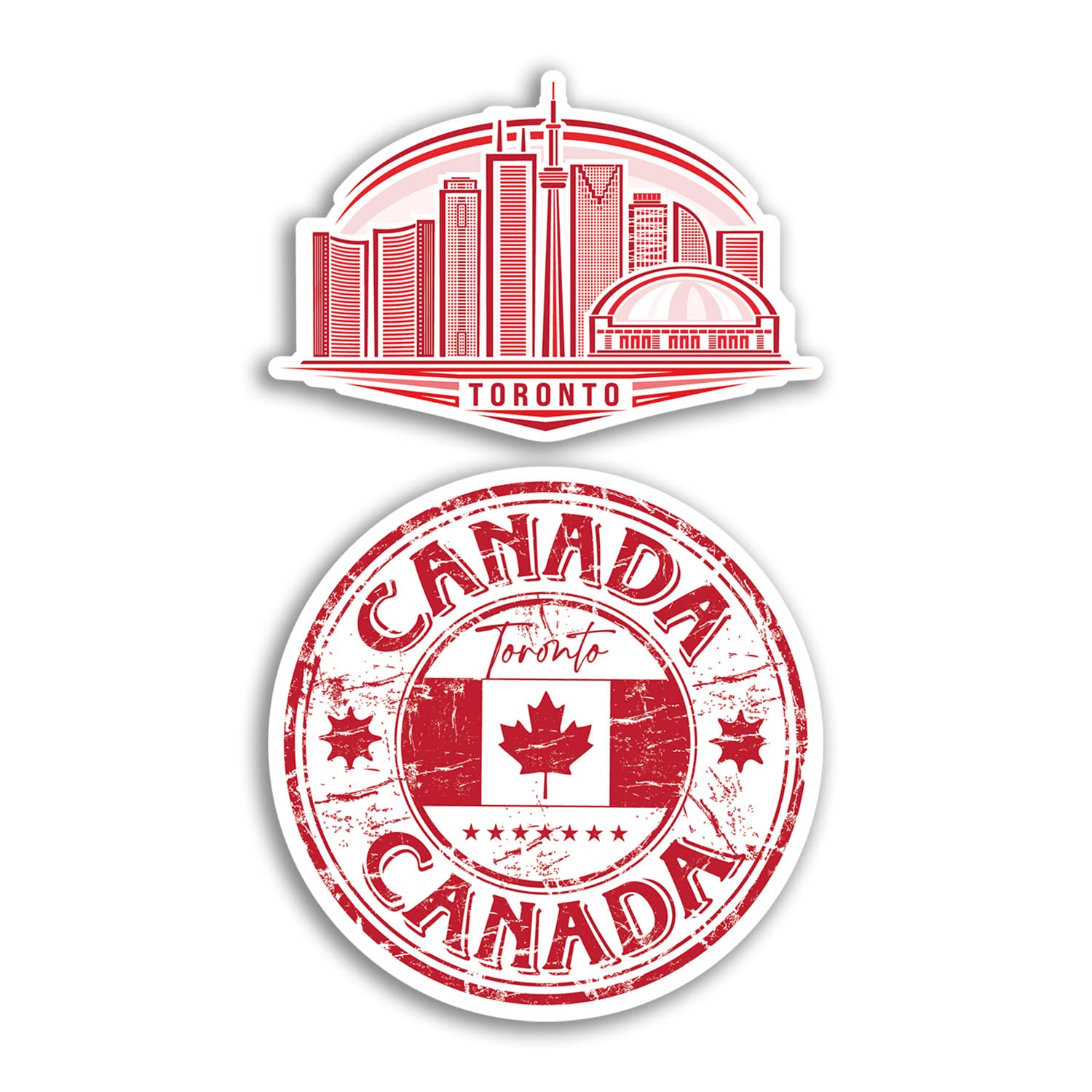 Dv Design Multi 2 X 10Cm Wide Toronto Canada Vinyl Stickers - Canadian Holiday Map Red Travel Gift #78543