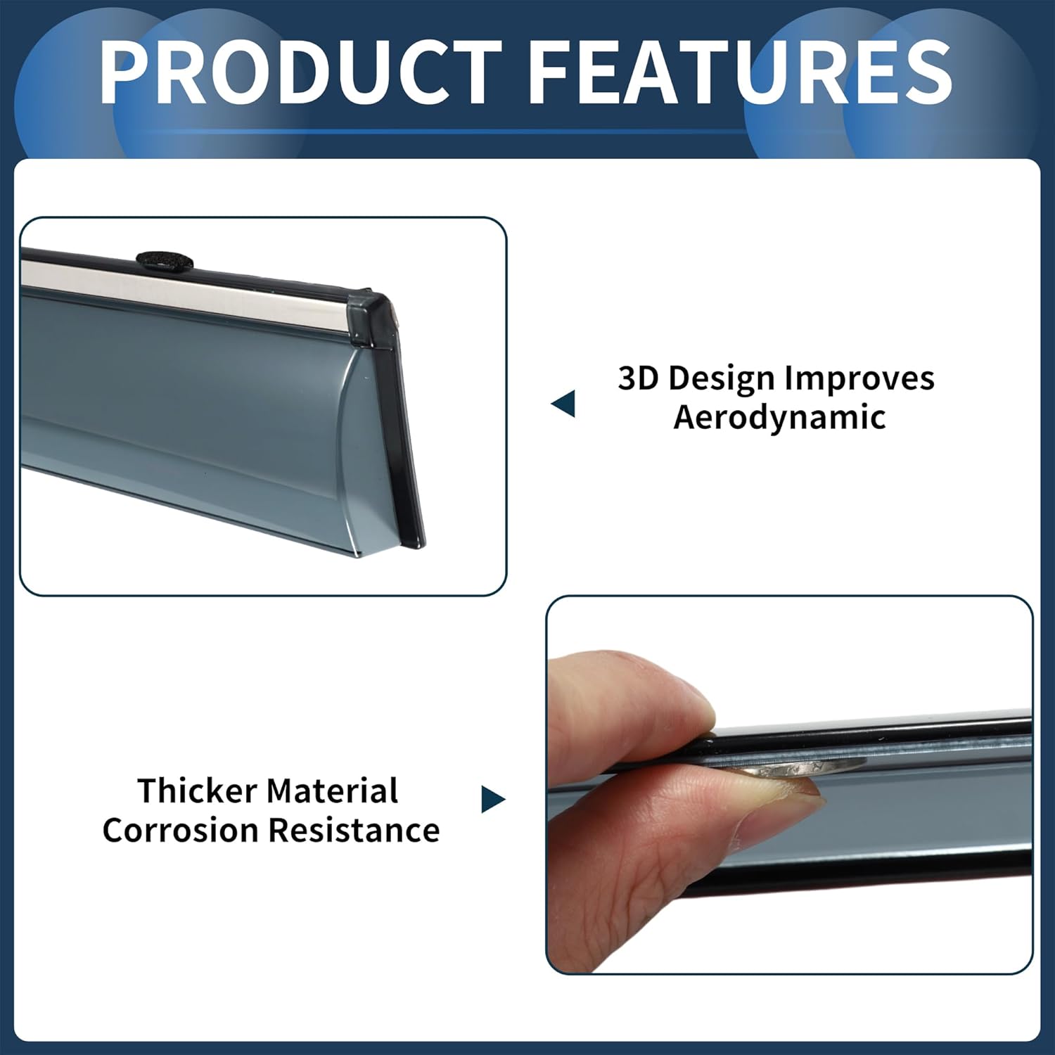 Window Deflectors Side Tape-On for Ford Edge 2015-2024 Black Rain Guards