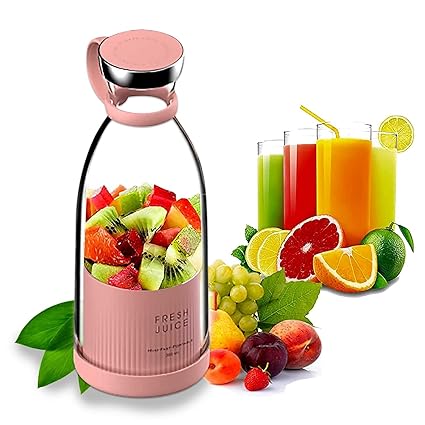 Portable Blender for Shakes and Smoothies | Fresh Juicer Mini Size Personal Blender | Cordless Hand Held Portable Blender USB Rechargeable | On The Go Blender for School, Work & Travel Use (Pink)