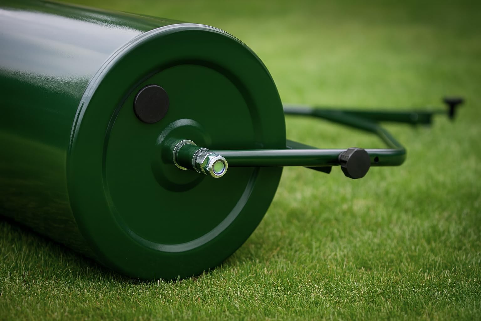Gartenwalze 102 cm für Rasentraktor – Robuste Anhängewalze aus Stahl, befüllbar mit Wasser & Sand (bis 210 kg) – Rasenwalze mit Schmutzabstreifer, Grün, Ø 30 cm (BirnePower)