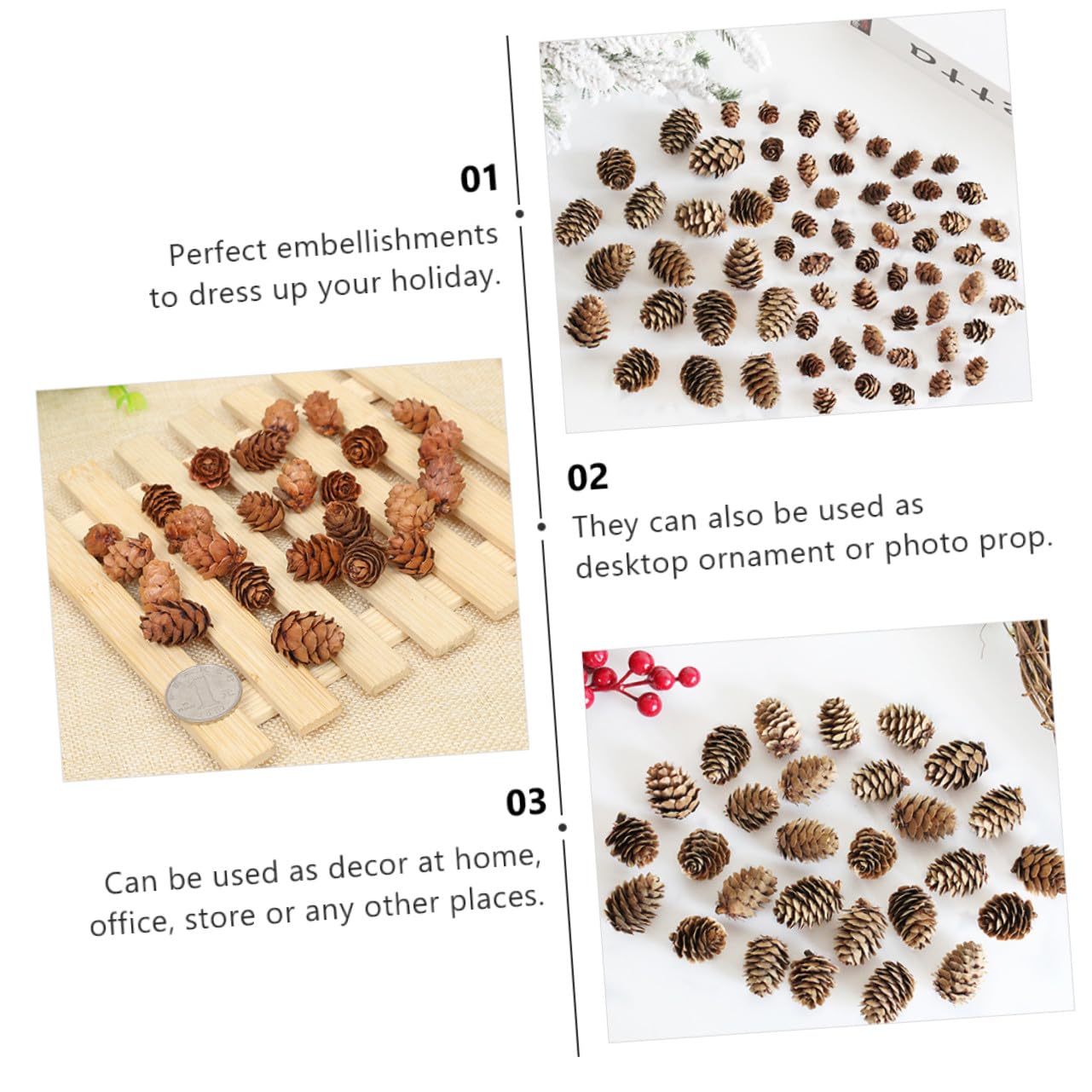100 Pezzi Decorazioni in Legno a Forma di Cono di Pino Tradizionali per Casa e Negozio, Addobbi Natalizi Rustici e Decorativi per Interni e Feste