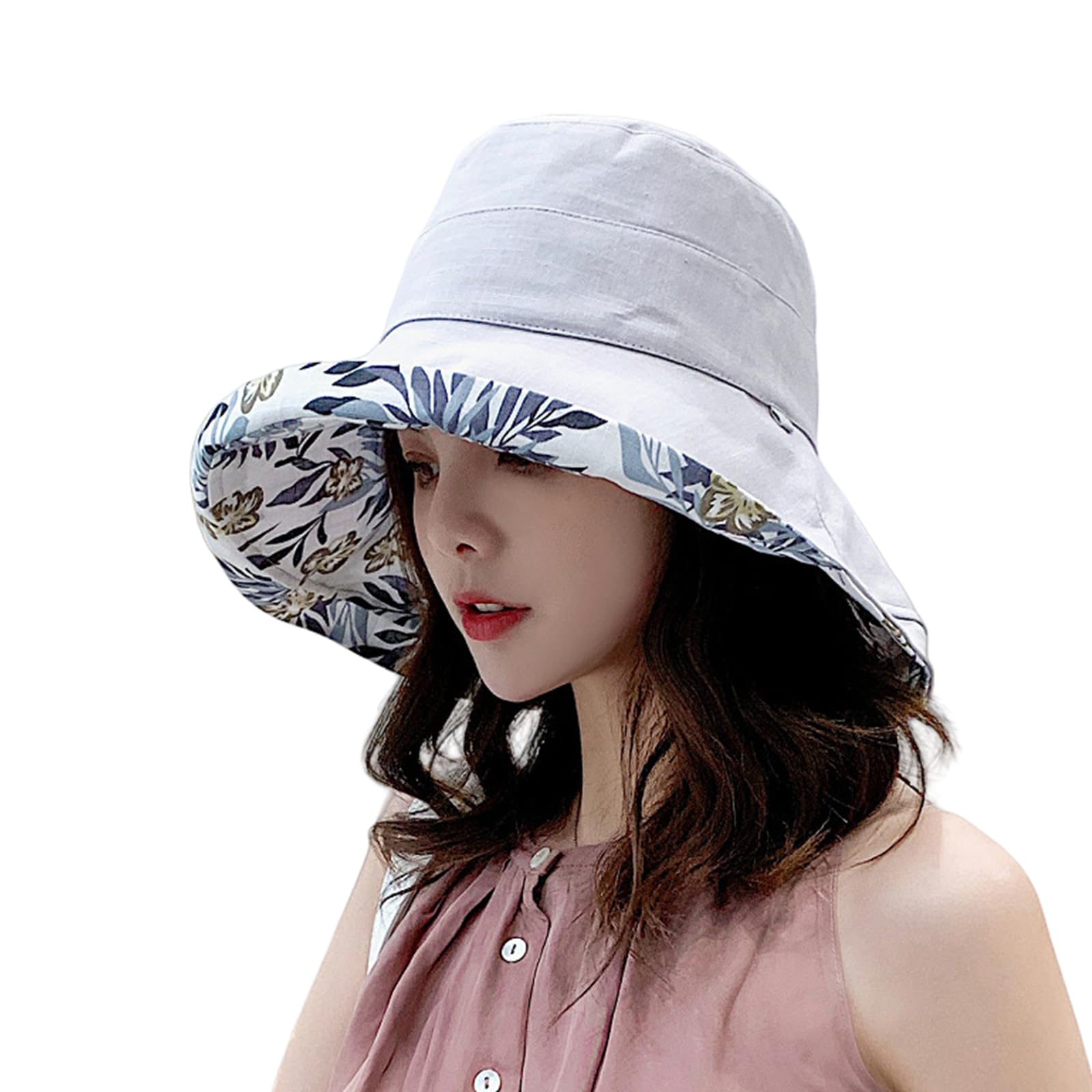 Sombreros for el Sol, Sombrero de Paja, Playa, Pescador con ala Ancha y protección UV for Mujer, Plegables, Reversibles Doble Cara