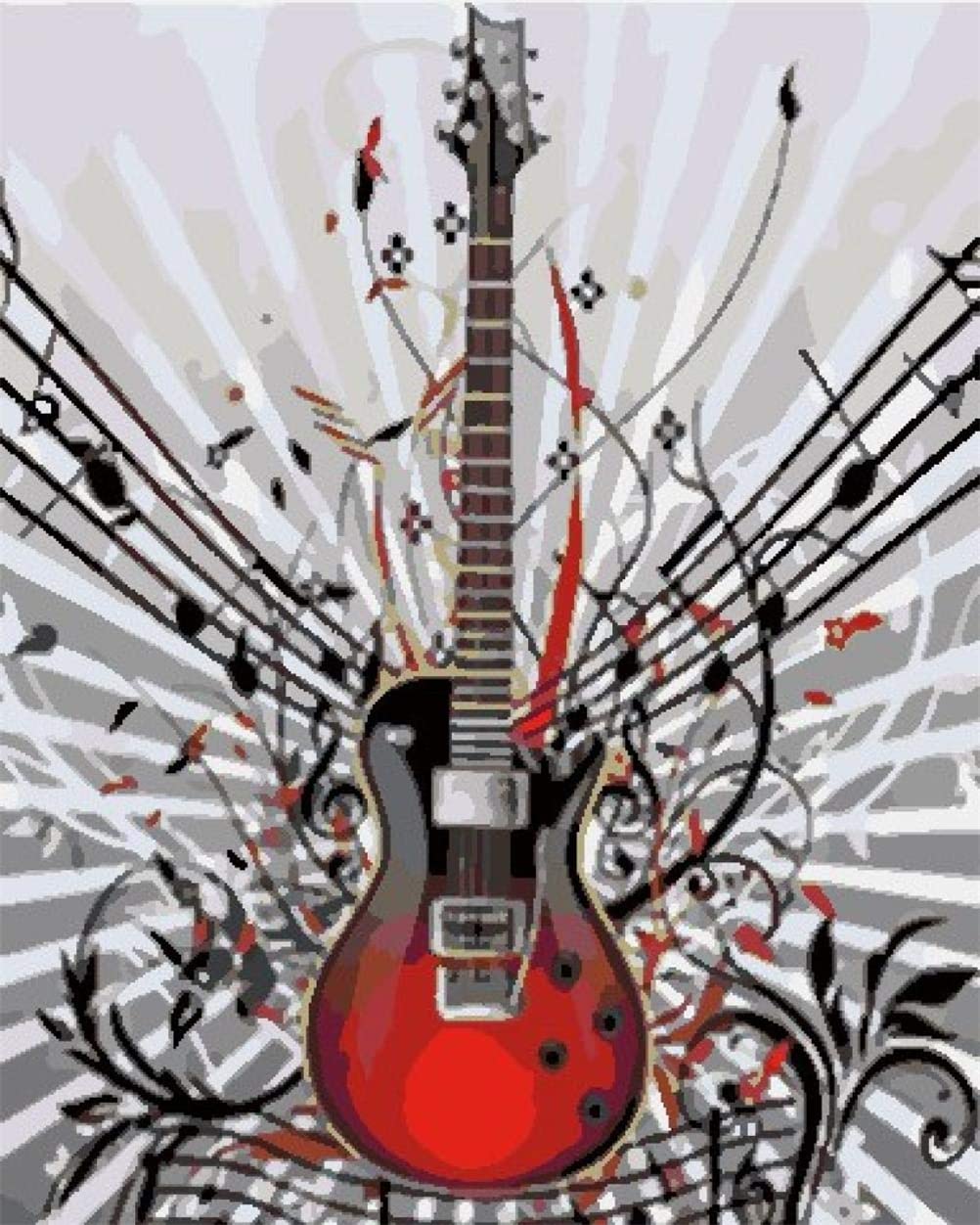 Meecaa Paint by Numbers Guitar Musical Instrument Kit for Adults Beginner DIY Oil Painting 16x20 inch (Guitar, No Frame)