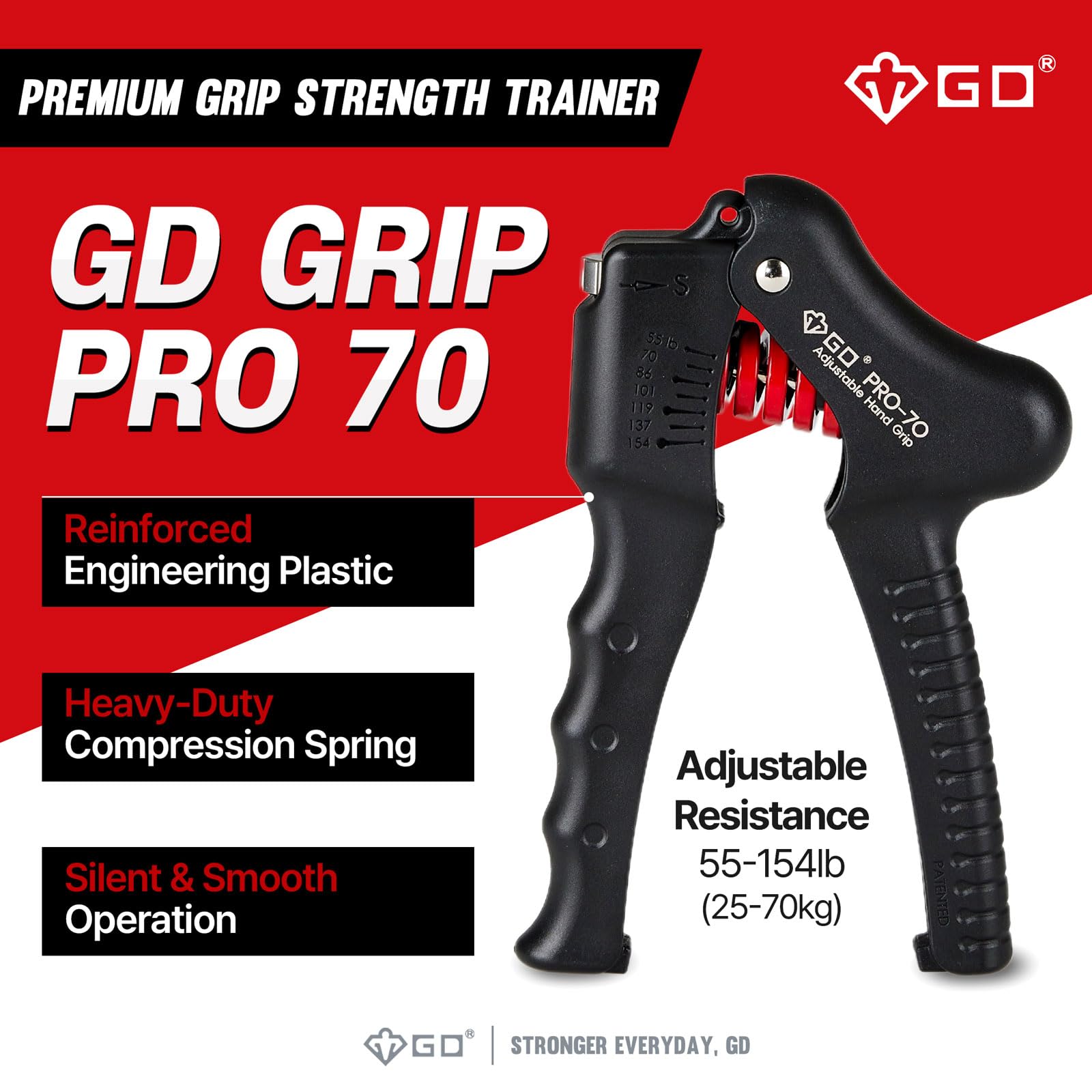 GD GRIP PRO-70 Adjustable hand grip, Adjustable 55~154 lb, Hand