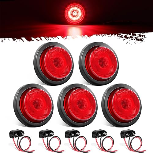 Miniatura 1 de Partsam 5 luces redondas rojas de 2.5 pulgadas con 13 LED para remolque, luces laterales con reflectores, impermeabilidad IP67, incluye coletas y