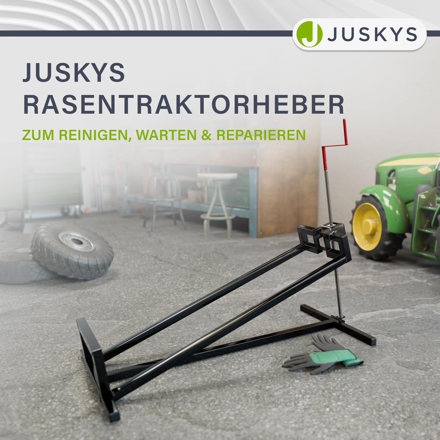 Juskys Rasentraktorheber bis 400 kg 45° Hebebühne für Rasenmäher Aufsitzmäher Schwarz