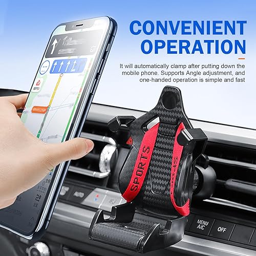 Miniatura 4 de Soporte de teléfono para ventilación de automóvil, soporte de teléfono celular de fibra de carbono, giratorio de 360, ajuste adaptativo, universal