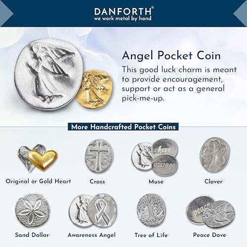 Miniatura 7 de DANFORTH Bolsa de ángel de bolsillo de peltre de 10 | Hecho a mano en Estados Unidos | Regalo de inspiración y protección
