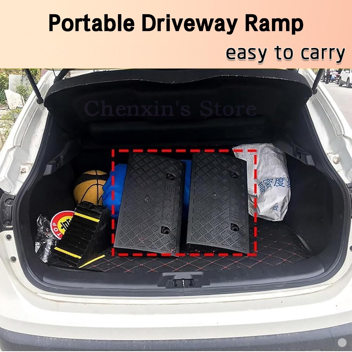 Genérico Rampa De Acceso para Puerta/Escalones, Rampa De Bordillo De Plástico Portátil Rampa De Entrada 3-19 cm Alto, Ligeras, Estable, No Resbala, Rampas De Carga(Black,50x27x13cm)