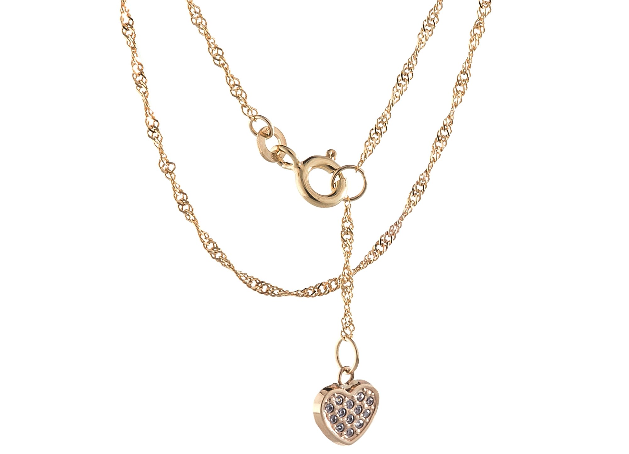 Silberketten Store Fußkette Singapur mit Anhänger Herz - 1,4mm Breite - Länge wählbar 23-30cm - echt 333 Gold